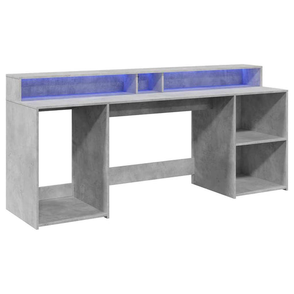 vidaXL LED Desk Concrete Grey 200x55x91 cm Engineered Wood