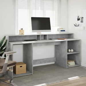 vidaXL LED Desk Concrete Grey 200x55x91 cm Engineered Wood