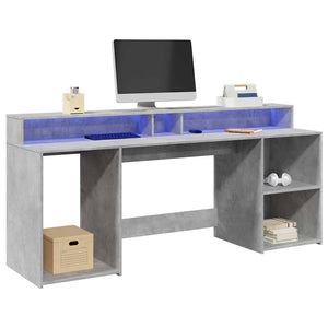 vidaXL LED Desk Concrete Grey 200x55x91 cm Engineered Wood