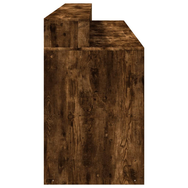 vidaXL LED Desk Smoked Oak 200x55x91 cm Engineered Wood