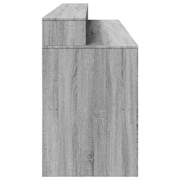 vidaXL LED Desk Sonoma Grey 200x55x91 cm Engineered Wood
