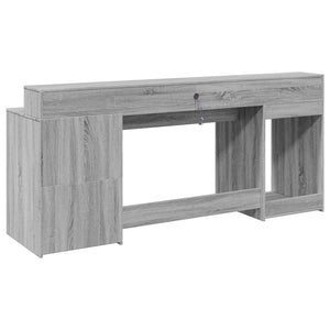 vidaXL LED Desk Sonoma Grey 200x55x91 cm Engineered Wood