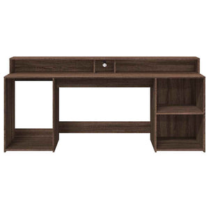 vidaXL LED Desk Brown Oak-Look 200x55x91 Engineered Wood
