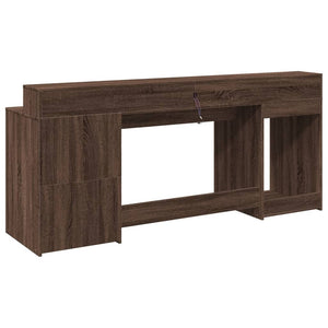 vidaXL LED Desk Brown Oak-Look 200x55x91 Engineered Wood