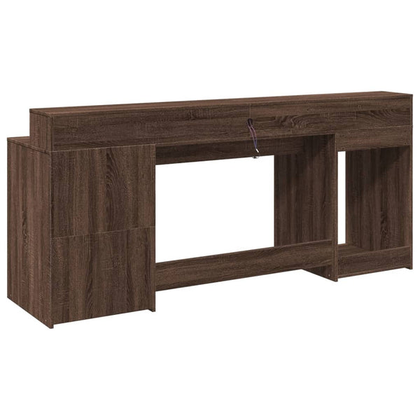 vidaXL LED Desk Brown Oak-Look 200x55x91 Engineered Wood