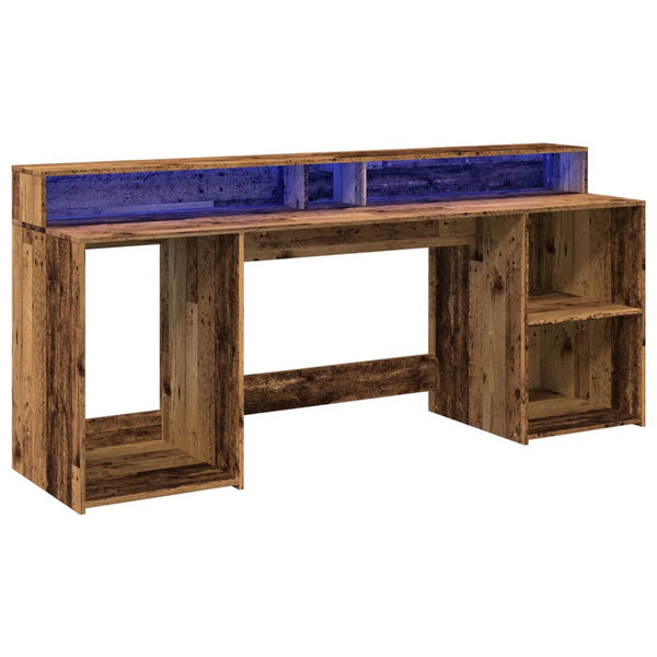 vidaXL LED Desk Reclaimed Wood Look 200x55x91 cm Engineered Wood