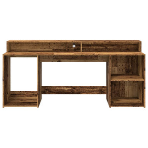 vidaXL LED Desk Reclaimed Wood Look 200x55x91 cm Engineered Wood