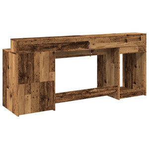 vidaXL LED Desk Reclaimed Wood Look 200x55x91 cm Engineered Wood