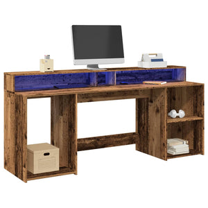 vidaXL LED Desk Reclaimed Wood Look 200x55x91 cm Engineered Wood