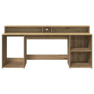 vidaXL LED Desk Artisan Oak 200x55x91 Engineered Wood