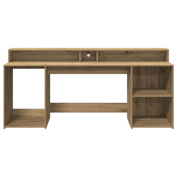 vidaXL LED Desk Artisan Oak 200x55x91 Engineered Wood