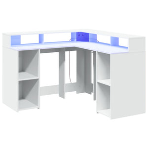 vidaXL LED Desk White 130x130x91 cm Engineered Wood