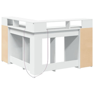 vidaXL LED Desk White 130x130x91 cm Engineered Wood
