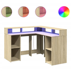 vidaXL LED Desk Sonoma Oak 130x130x91 cm Engineered Wood