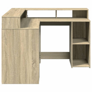 vidaXL LED Desk Sonoma Oak 130x130x91 cm Engineered Wood