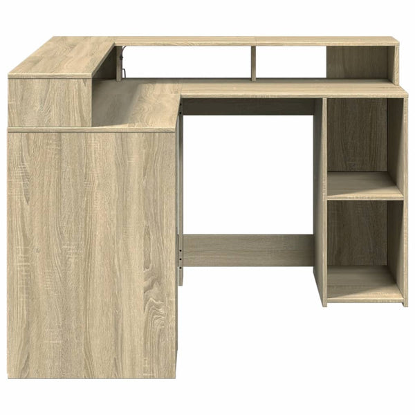 vidaXL LED Desk Sonoma Oak 130x130x91 cm Engineered Wood