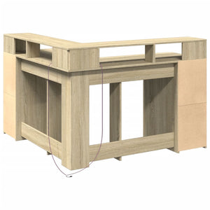 vidaXL LED Desk Sonoma Oak 130x130x91 cm Engineered Wood