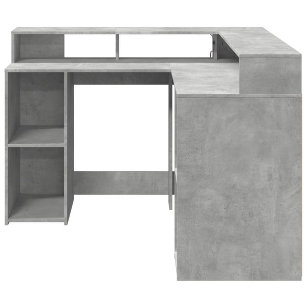 vidaXL LED Desk Concrete Grey 130x130x91 cm Engineered Wood