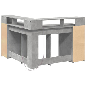 vidaXL LED Desk Concrete Grey 130x130x91 cm Engineered Wood