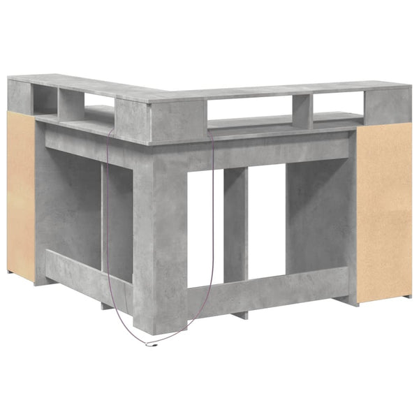vidaXL LED Desk Concrete Grey 130x130x91 cm Engineered Wood