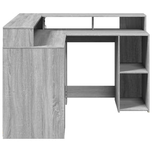 vidaXL LED Desk Grey Sonoma 130x130x91 cm Engineered Wood