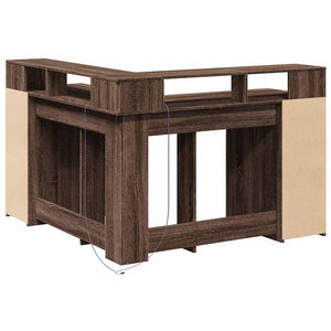 vidaXL LED Desk Brown Oak Look 130x130x91 Engineered Wood