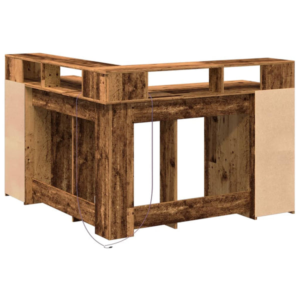 vidaXL LED Desk Reclaimed Wood Look 130x130x91 cm Engineered Wood