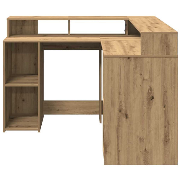 vidaXL LED Desk Artisan Oak 130x130x91 Engineered Wood