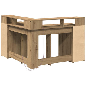 vidaXL LED Desk Artisan Oak 130x130x91 Engineered Wood