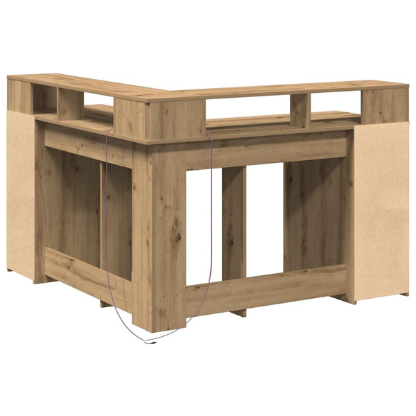 vidaXL LED Desk Artisan Oak 130x130x91 Engineered Wood