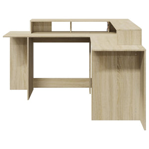 vidaXL LED Desk Sonoma Oak 152x152x91 cm Engineered Wood