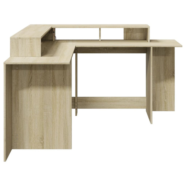 vidaXL LED Desk Sonoma Oak 152x152x91 cm Engineered Wood