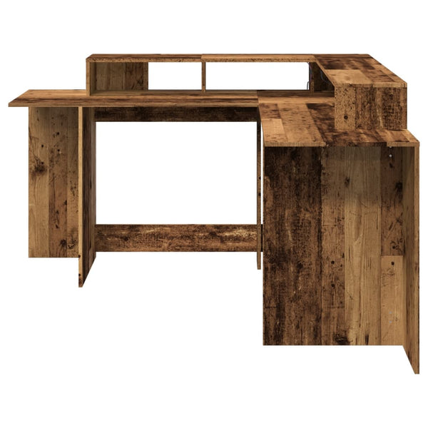 vidaXL LED Desk Reclaimed Wood Look 152x152x91 cm Engineered Wood
