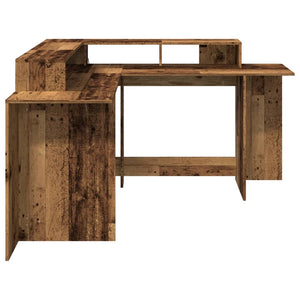 vidaXL LED Desk Reclaimed Wood Look 152x152x91 cm Engineered Wood