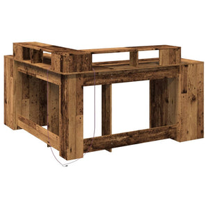 vidaXL LED Desk Reclaimed Wood Look 152x152x91 cm Engineered Wood