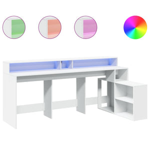 vidaXL LED Desk White 200x104x91 cm Engineered Wood