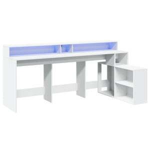vidaXL LED Desk White 200x104x91 cm Engineered Wood