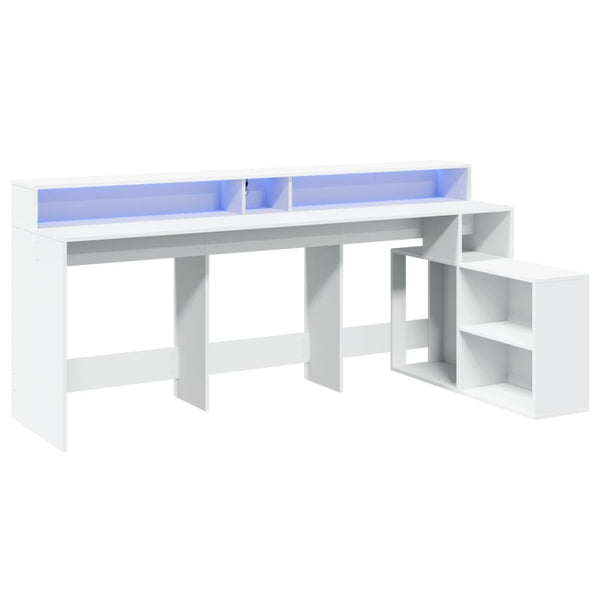 vidaXL LED Desk White 200x104x91 cm Engineered Wood