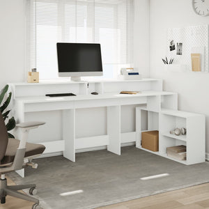 vidaXL LED Desk White 200x104x91 cm Engineered Wood