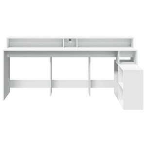 vidaXL LED Desk White 200x104x91 cm Engineered Wood