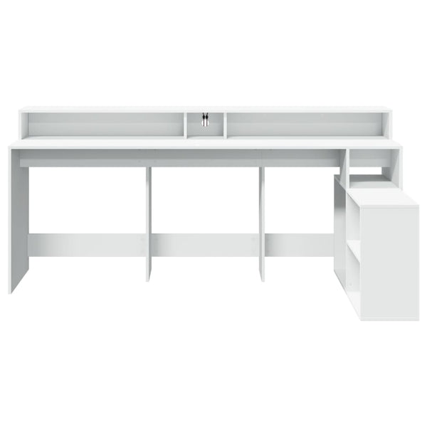 vidaXL LED Desk White 200x104x91 cm Engineered Wood