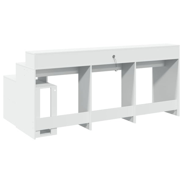 vidaXL LED Desk White 200x104x91 cm Engineered Wood