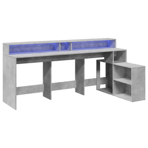 vidaXL LED Desk Concrete Grey 200x104x91 cm Engineered Wood