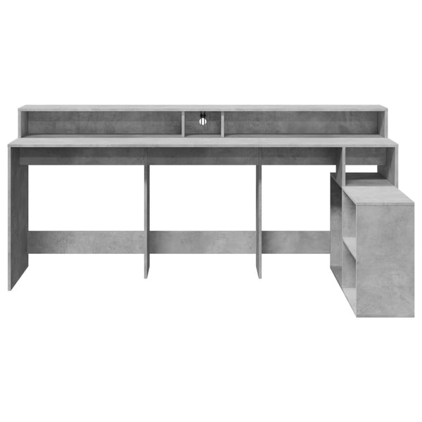 vidaXL LED Desk Concrete Grey 200x104x91 cm Engineered Wood