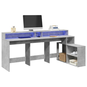 vidaXL LED Desk Concrete Grey 200x104x91 cm Engineered Wood