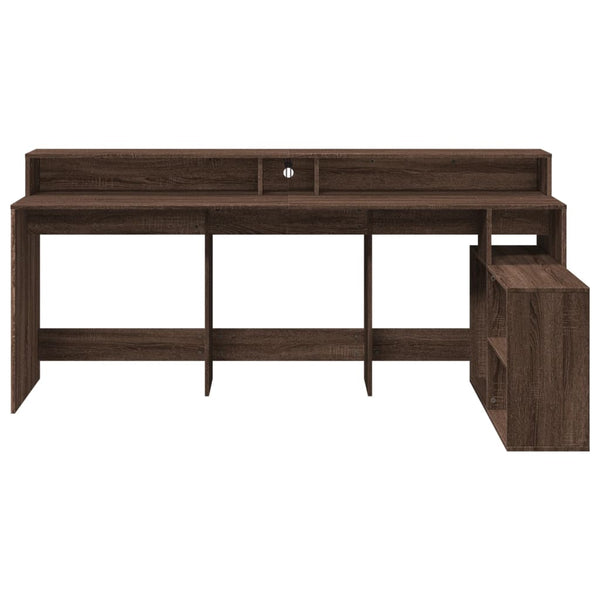 vidaXL LED Desk Brown Oak Look 200x104x91 Engineered Wood