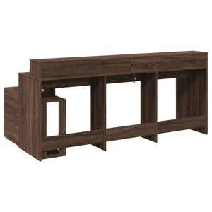 vidaXL LED Desk Brown Oak Look 200x104x91 Engineered Wood