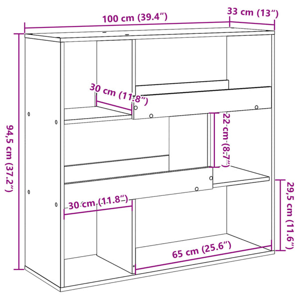 vidaXL Room Divider Smoked Oak 100x33x94.5 cm Engineered Wood