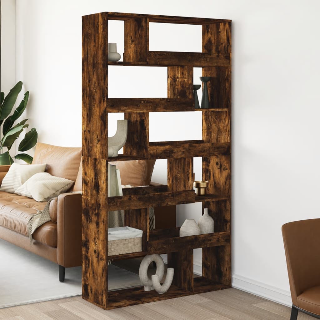 vidaXL Room Divider Smoked Oak 100x33x187.5 cm Engineered Wood