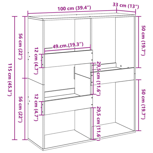 vidaXL Room Divider White 100x33x115 cm Engineered Wood